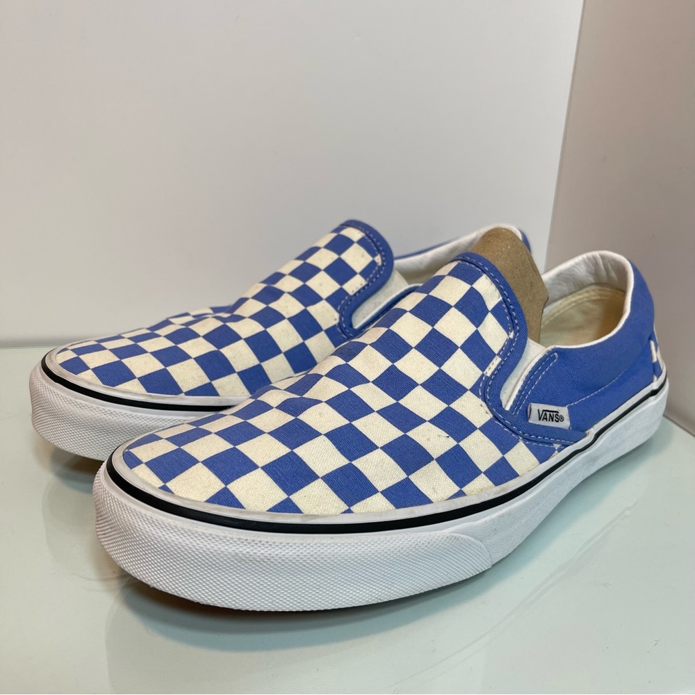 Vans Classic Slip-On 751505 White Blue Checkerboard Size US Men 9.5. Women’s 11
